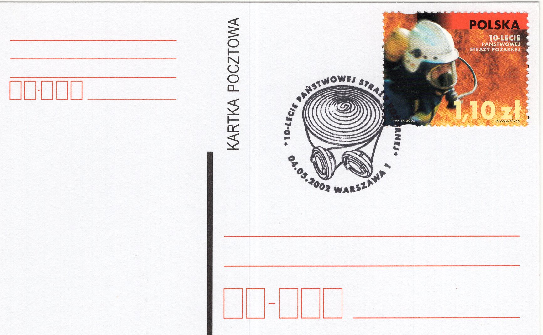 100 лет Государственной пожарной охране (Почтовая карточка. Польша. 2002г.)