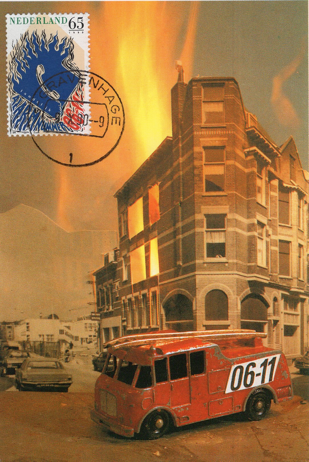 Введение национального номера службы спасения (Картмаксимум. Нидерланды. 1990г.)