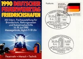 День пожарных Германии в Фридрихсхафене (немаркированная почтовая карточка. ФРГ. 1990г.)