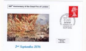 350 лет Великому Лондонскому пожару (Великобритания. Немаркированный конверт 2016г.)