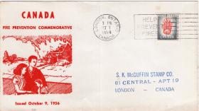 Предотвращение пожаров (Канада. Немаркированный конверт с механическим гашением. 1958г.) 