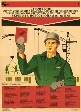 Строители! Строго соблюдайте правила пожарной безопасности..