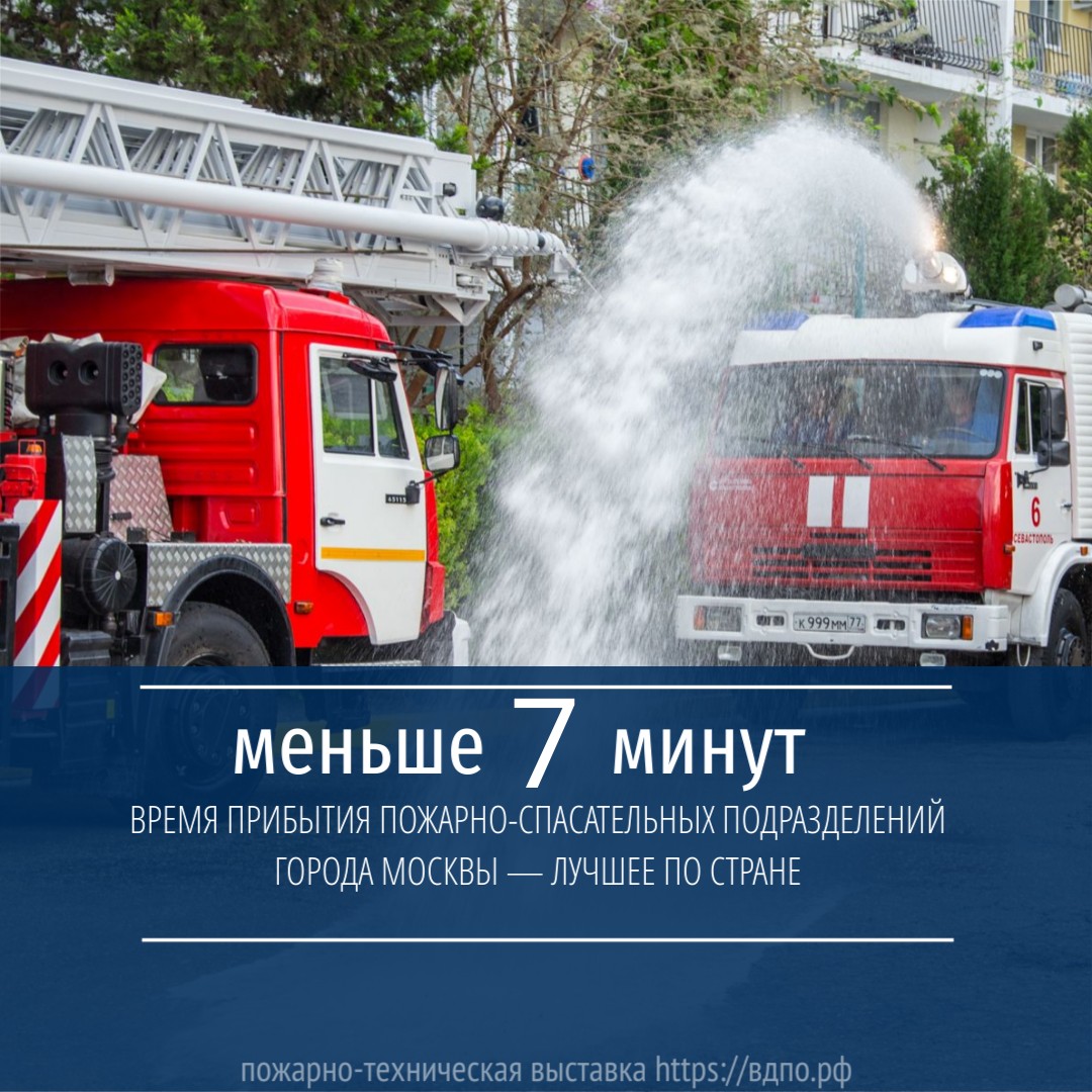 Меньше 7 минут - время прибытия пожарно-спасательных подразделений г. Москвы  Меньше 7 минут - время прибытия пожарно-спасательных подразделений г. Москвы. Это лучшее время в......