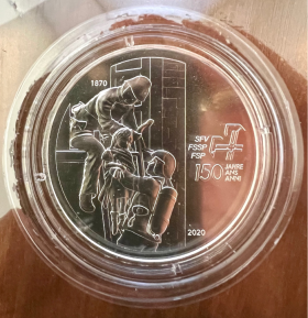 Швейцария. Серебряная монета 20 франков в честь 150-летия образования швейцарской ассоциации пожарных команд. 