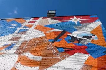 Тематическое граффити, посвященное работе сотрудников МЧС